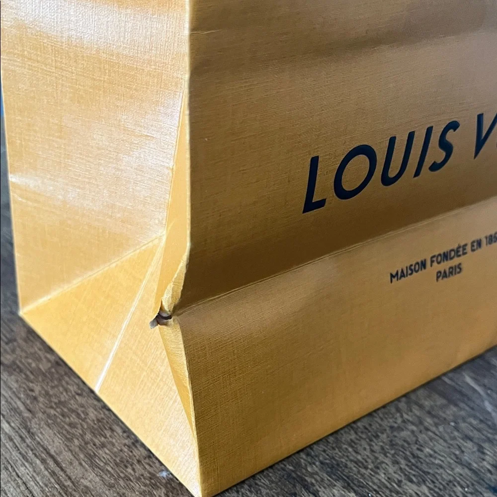 Louis Vuitton Orange Gift Bag with Blue Ribbon Handles